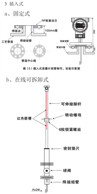 液氧流量表插入式安裝示意圖