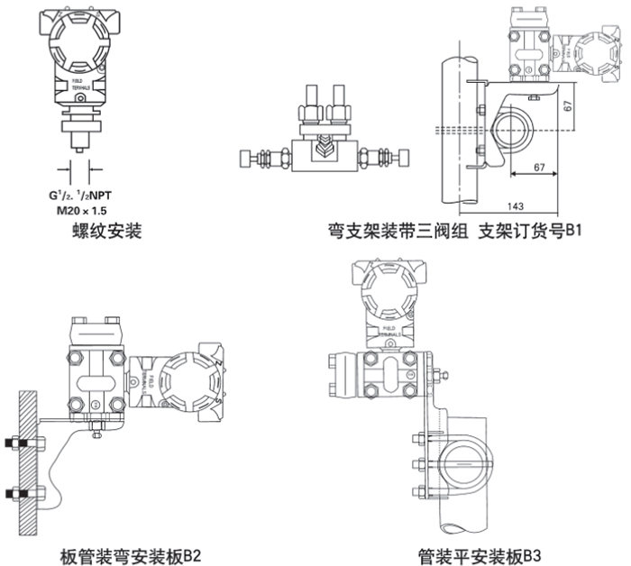 管道差壓變送器安裝方式示意圖