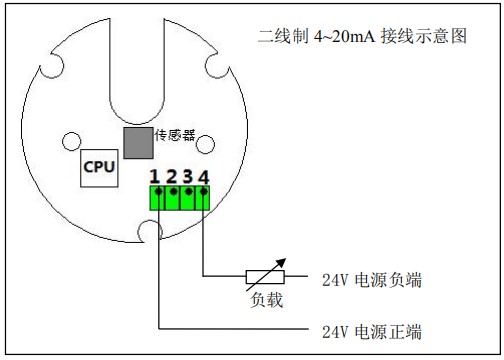 衛(wèi)生級橢圓齒輪流量計二線制接線圖