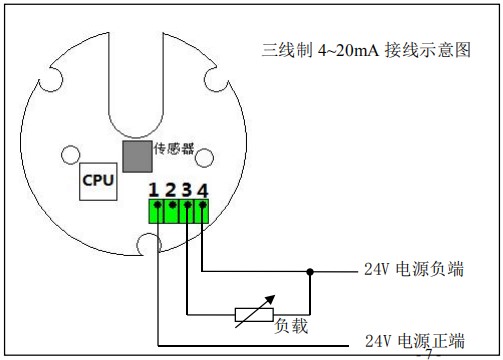 衛(wèi)生級橢圓齒輪流量計三線制接線圖